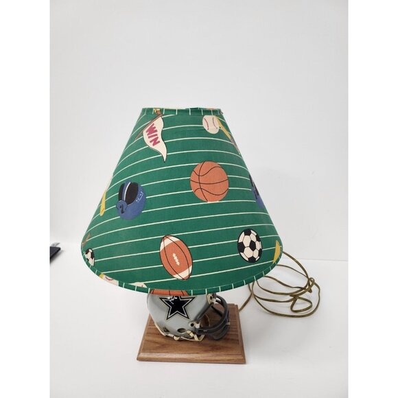 VTG NFL Riddell Dallas Cowboys Football Helmet Accent Table Lamp Balls Shade - Picture 8 of 13
